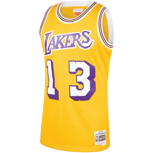 Men's Los Angeles Lakers Wilt Chamberlain Mitchell & Ness Gold 1971/72 Hardwood Classics Swingman Jersey