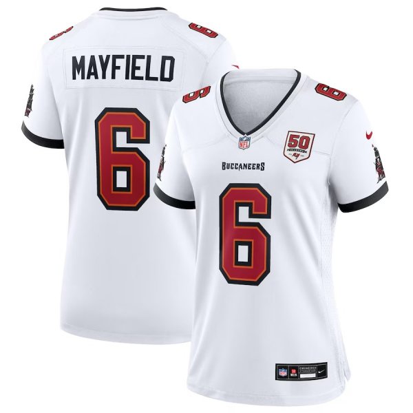 Women's Tampa Bay Buccaneers #6 Baker Mayfield Nike White 50th Anniversary Game Jersey
