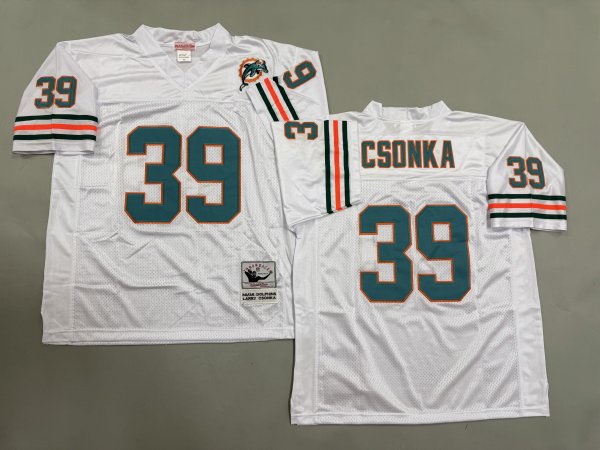 Men's #39 Larry Csonka White Miami Dolphins Jersey
