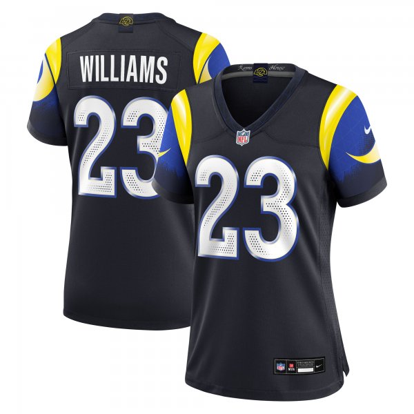 Women's #23 Kyren Williams Los Angeles Rams Nike 2025 Rivalries Collection Game Midnight Blue Jersey