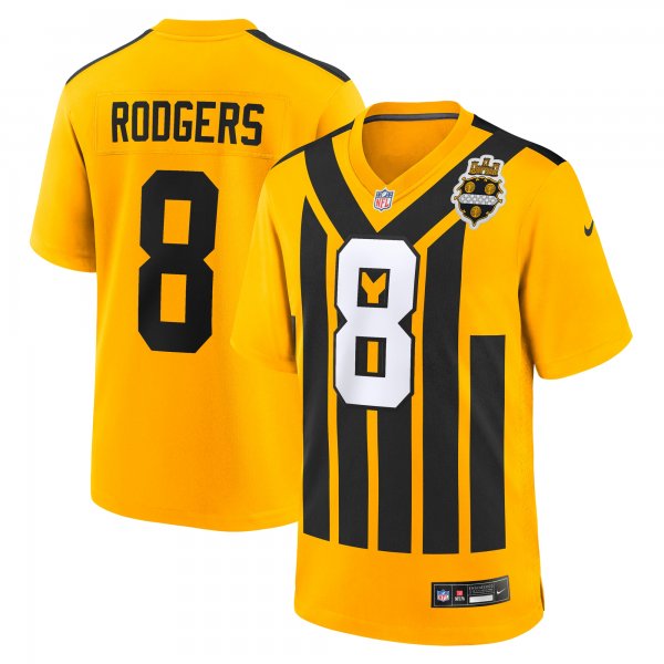 Men's Pittsburgh Steelers #8 Aaron Rodgers Nike Gold Alternate 1933 Throwback Game Jersey