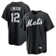 Men's New York Mets #12 Francisco Lindor Nike Black Lights Out Replica Player Jersey