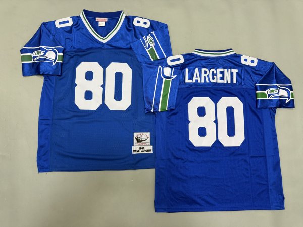 Men's #80 Steve Largent Seattle Seahawks Blue Jersey