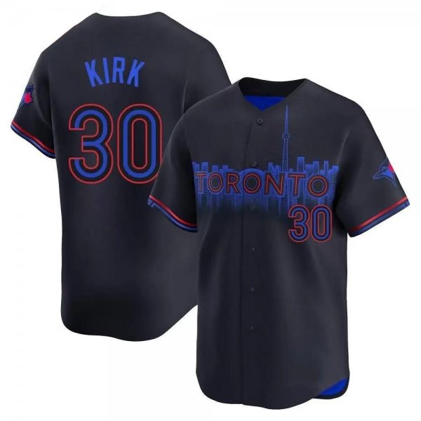 Men's #30 Alejandro Kirk Toronto Blue Jays Nike 2025 City Connect Navy Jersey