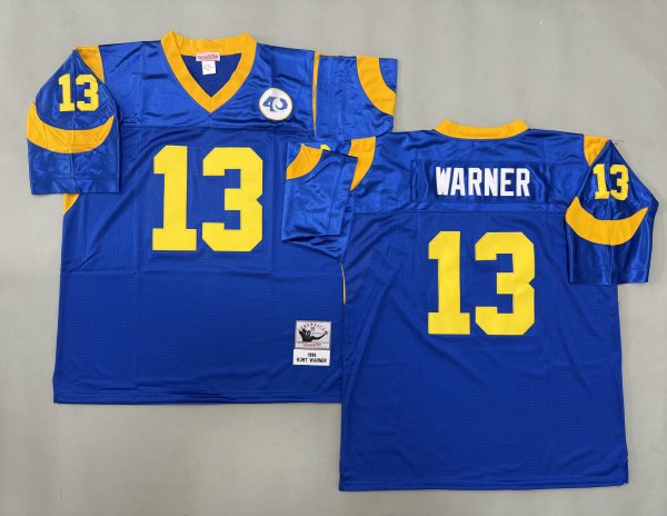 Men's Los Angeles Rams #13 Kurt Warner Royal Mitchell & Ness Jersey