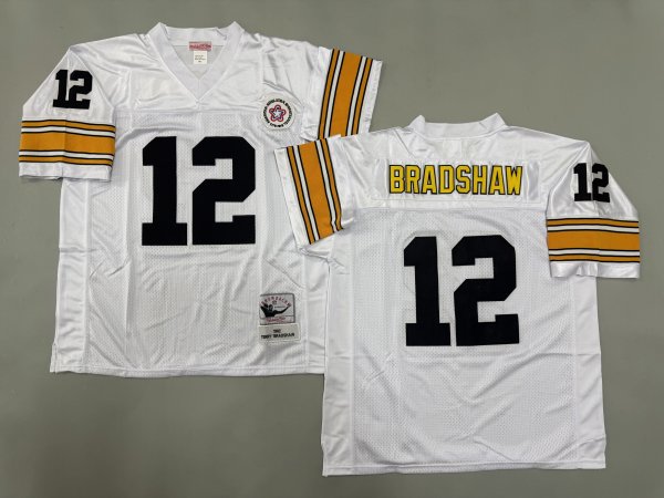Men's Pittsburgh Steelers #12 Terry Bradshaw White Jersey
