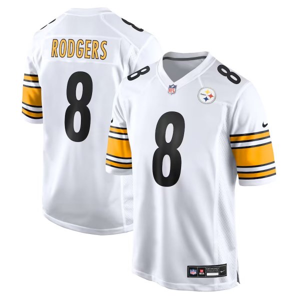 Men's Pittsburgh Steelers #8 Aaron Rodgers Nike White Game Jersey