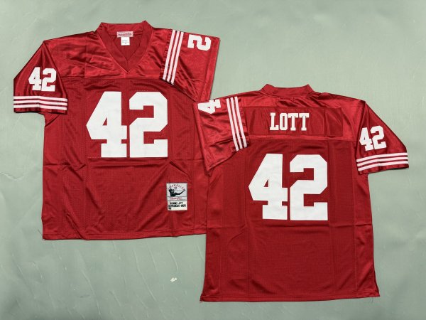 Men's #42 Ronnie Lott San Francisco 49ers Red Jersey