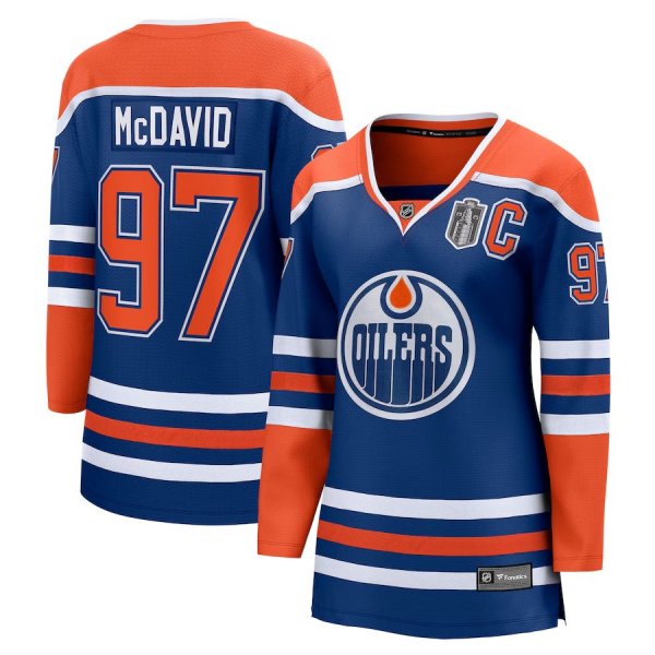 Women's #97 Connor McDavid Edmonton Oilers Fanatics 2025 Stanley Cup Final Home Breakaway Royal Jersey