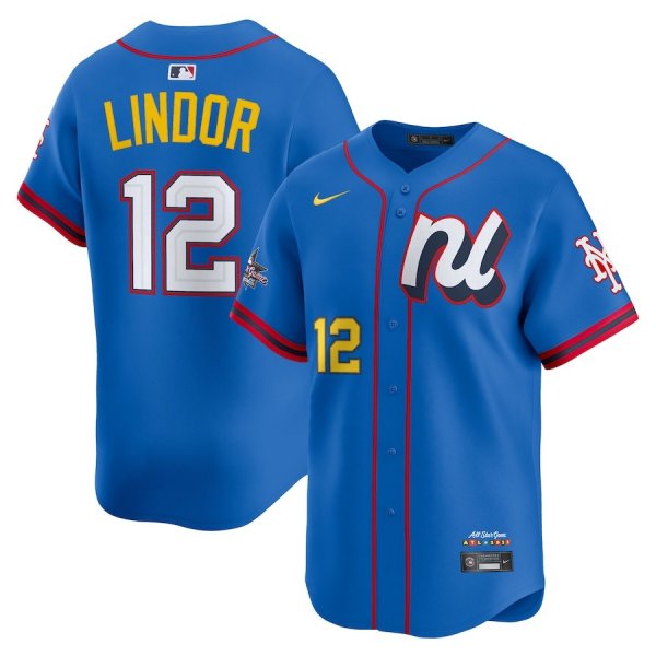 Men's National League #12 Francisco Lindor Nike Blue 2025 All-Star Edition Limited Player Jersey