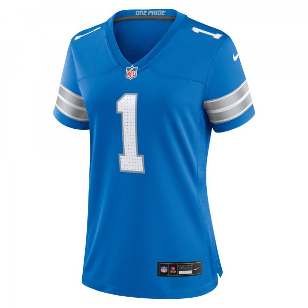 Women's Detroit Lions Number 1 Mom Nike Blue Game Jersey