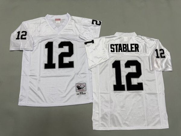 Men's Las Vegas Raiders #12 Ken Stabler White Mitchell & Ness Jersey
