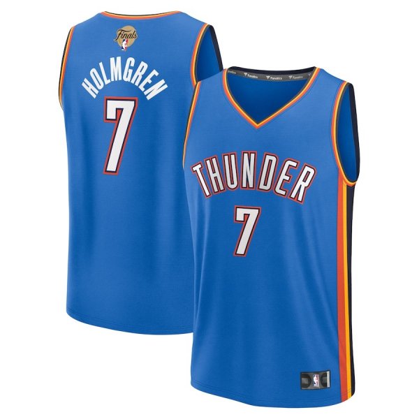 Youth Oklahoma City Thunder #7 Chet Holmgren Fanatics Blue 2025 NBA Finals Fast Break Player Icon Edition Jersey