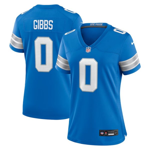 Women's Detroit Lions #0 Jahmyr Gibbs Nike Blue Game Player Jersey