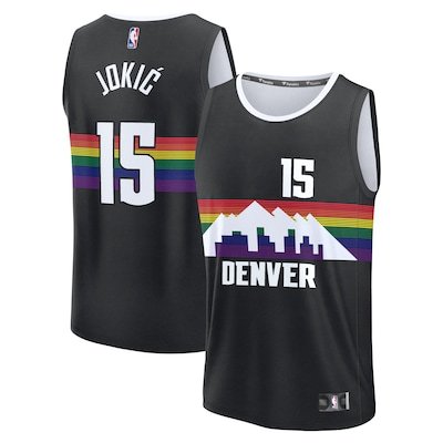 Men's Denver Nuggets #15 Nikola Jokic Fanatics Black 2025/26 City Edition Fast Break Jersey