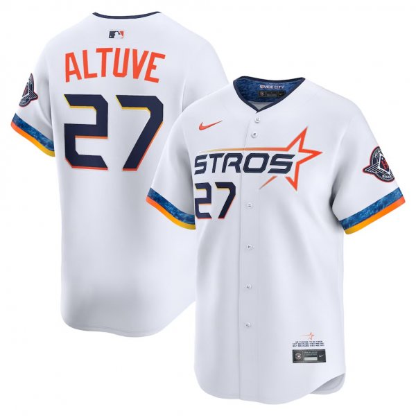 Men's #27 Jose Altuve Houston Astros Nike 2025 City Connect Limited Player White Jersey