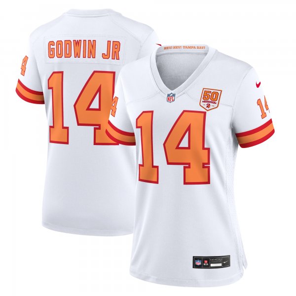 Women's '76 Tampa Bay Buccaneers #14 Chris Godwin Jr. Nike White 50th Season Game Jersey