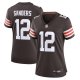 Women's #12 Shedeur Sanders Cleveland Browns Nike 2025 NFL Draft Game Brown Jersey