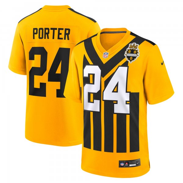 Men's Pittsburgh Steelers #24 Joey Porter Jr. Nike Gold Alternate 1933 Throwback Game Jersey