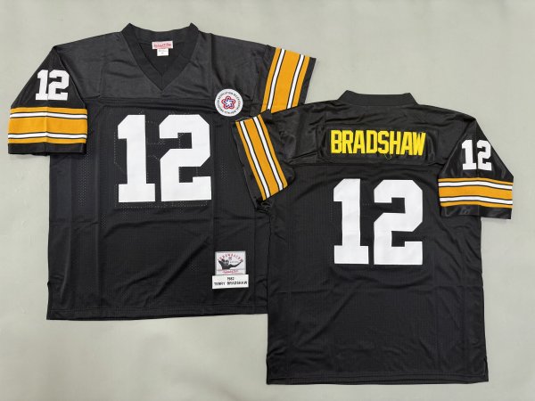 Men's Pittsburgh Steelers #12 Terry Bradshaw Black Jersey